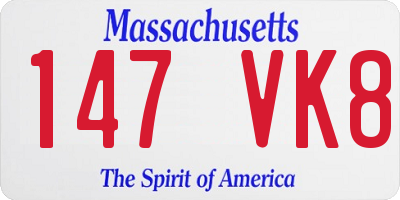 MA license plate 147VK8