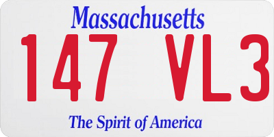 MA license plate 147VL3