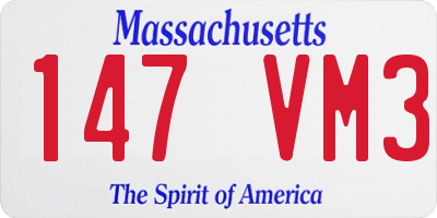 MA license plate 147VM3