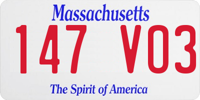 MA license plate 147VO3