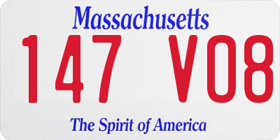 MA license plate 147VO8