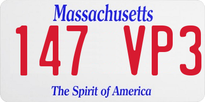 MA license plate 147VP3