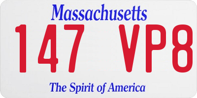 MA license plate 147VP8