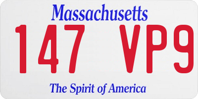 MA license plate 147VP9