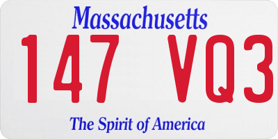 MA license plate 147VQ3
