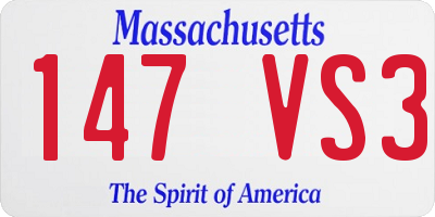 MA license plate 147VS3