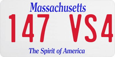 MA license plate 147VS4