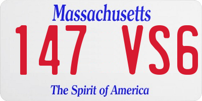 MA license plate 147VS6