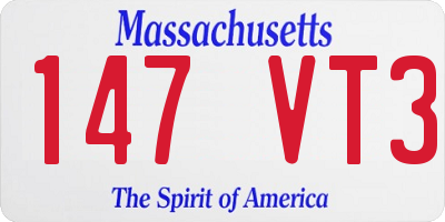 MA license plate 147VT3