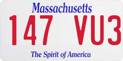 MA license plate 147VU3