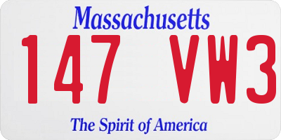 MA license plate 147VW3