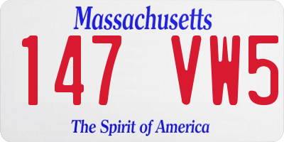 MA license plate 147VW5