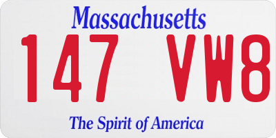 MA license plate 147VW8