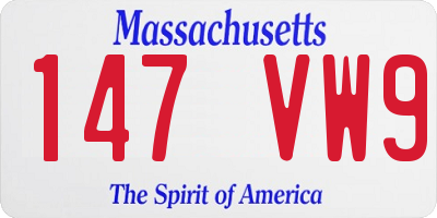 MA license plate 147VW9
