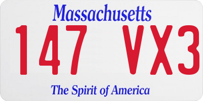 MA license plate 147VX3