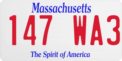 MA license plate 147WA3