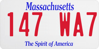 MA license plate 147WA7