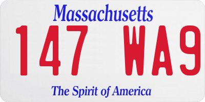 MA license plate 147WA9