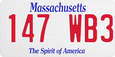 MA license plate 147WB3
