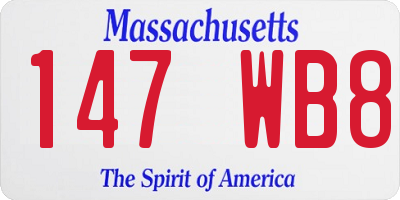 MA license plate 147WB8