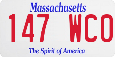 MA license plate 147WC0