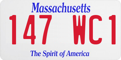 MA license plate 147WC1