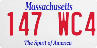MA license plate 147WC4