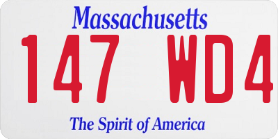 MA license plate 147WD4