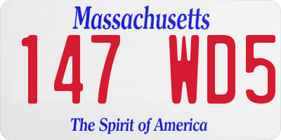 MA license plate 147WD5