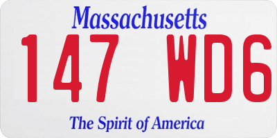 MA license plate 147WD6