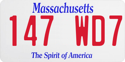 MA license plate 147WD7