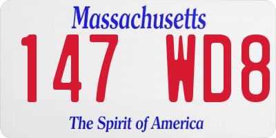MA license plate 147WD8