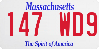 MA license plate 147WD9