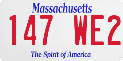 MA license plate 147WE2