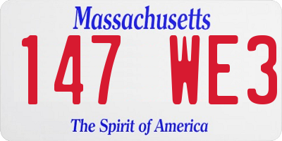 MA license plate 147WE3