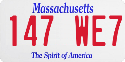 MA license plate 147WE7