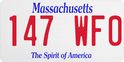 MA license plate 147WF0