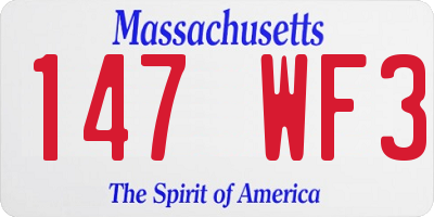 MA license plate 147WF3
