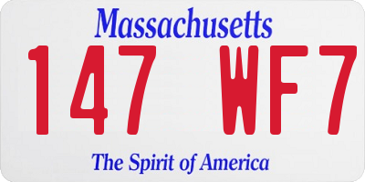 MA license plate 147WF7