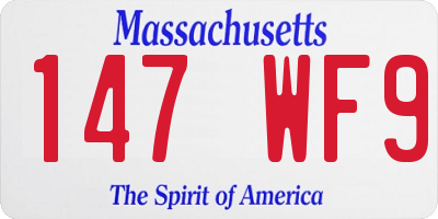 MA license plate 147WF9