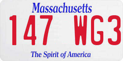 MA license plate 147WG3