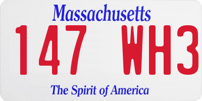 MA license plate 147WH3