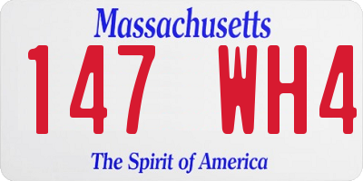 MA license plate 147WH4