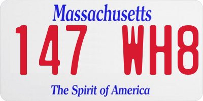 MA license plate 147WH8