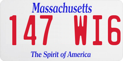 MA license plate 147WI6