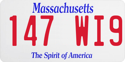 MA license plate 147WI9