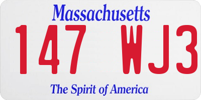 MA license plate 147WJ3