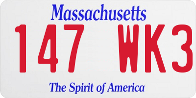 MA license plate 147WK3