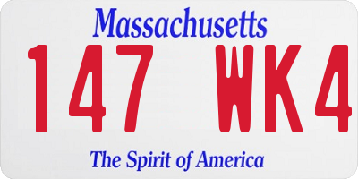 MA license plate 147WK4