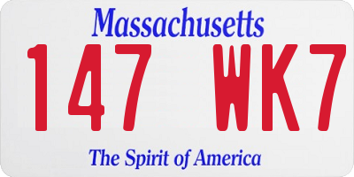 MA license plate 147WK7